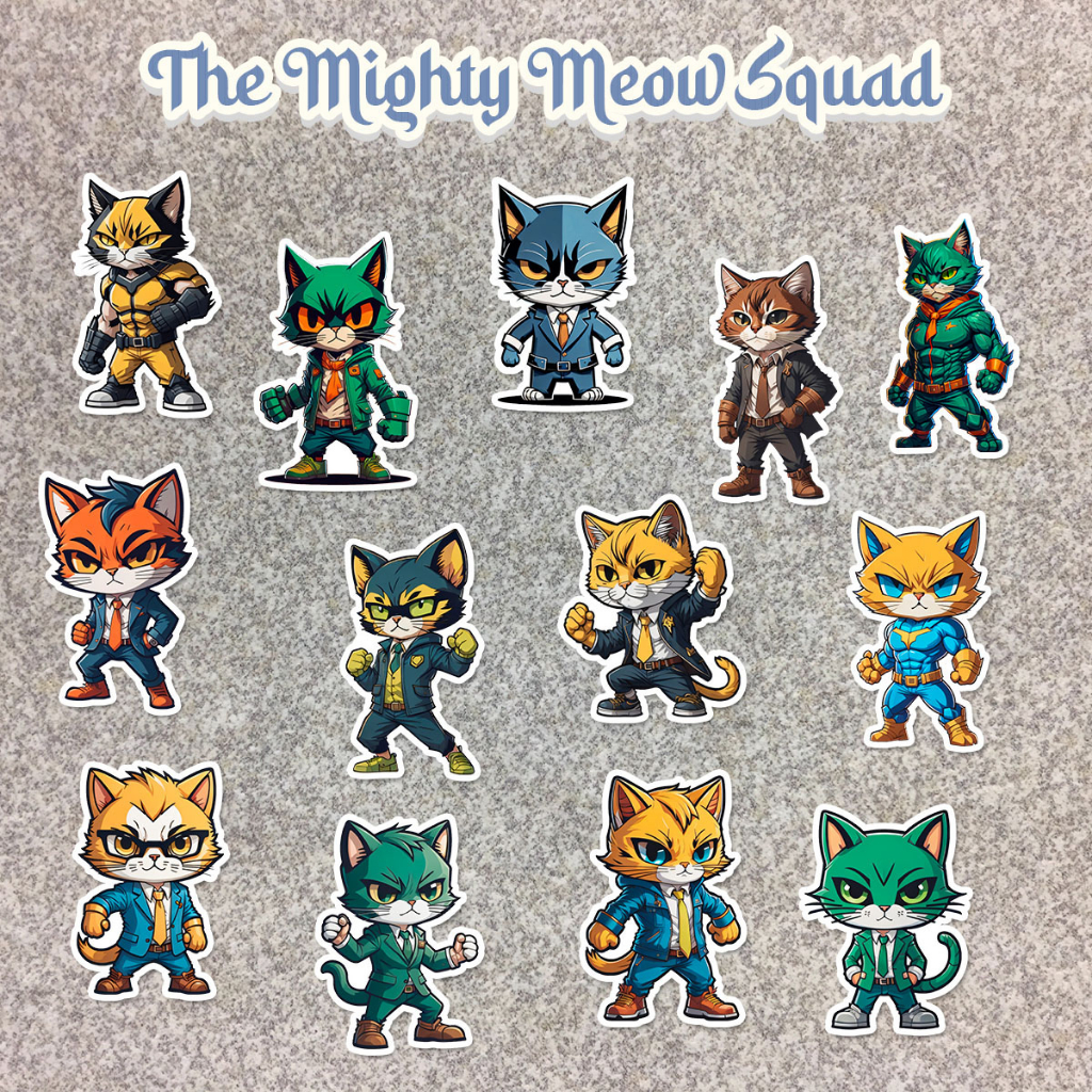 

Stiker Decal Vinyl Karakter The Mighty Meow Squad