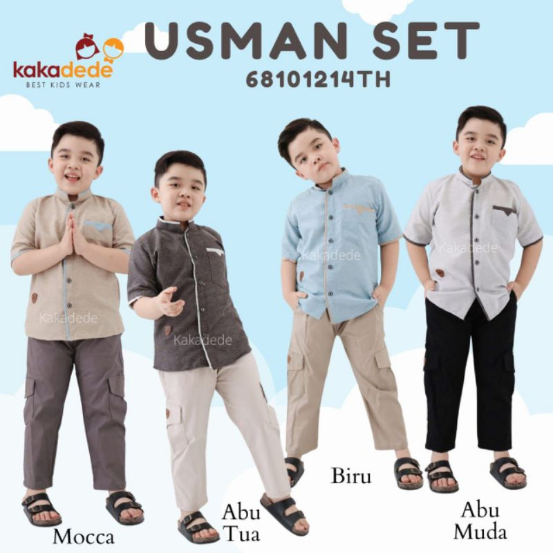 Setelan Baju Koko Anak Usman Set Kaka Dede Usia 6-14Tahun