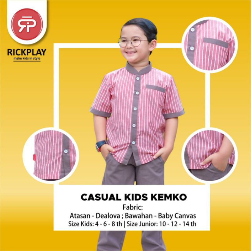 Setelan Baju Koko Anak Laki laki Set Kemko Casual by Rickplay