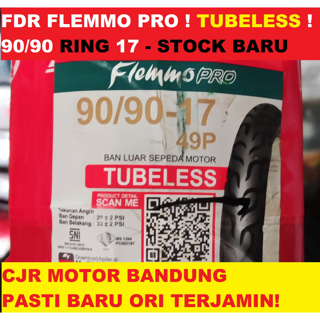 Ban TUBELESS FDR Flemmo Pro 90/90 ring 17 ban belakang motor bebek supra vega jupiter mx