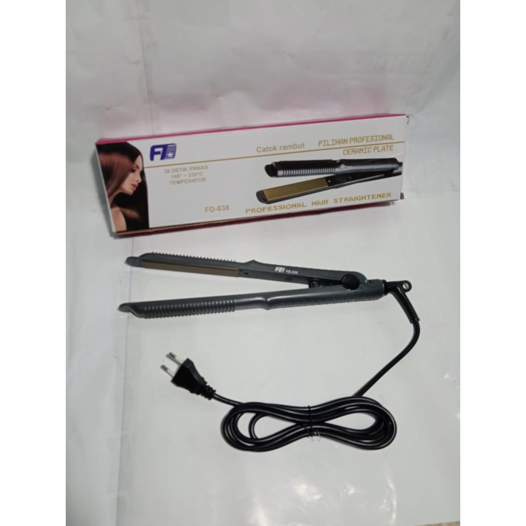 Alat Catok Rambut Pencatok Catokan FD FD-838 2in1 Plat Keramik Alat Pelurus Rambut