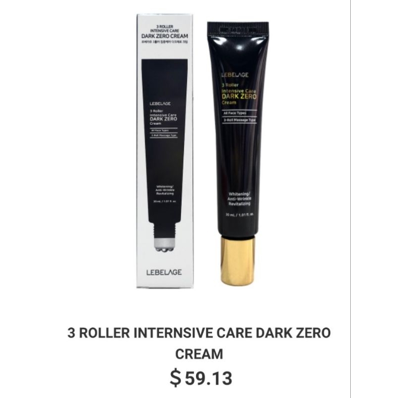 🇰🇷LEBELAGE DARK ZERO INTENSIVE CARE CREAM WITH 3 ROLLER (30ML)