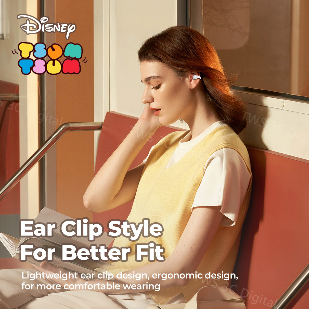 100% Ori Disney Headset Bluetooth 5.2 TWS Earphone Lotso desain klip telinga Dukungan untuk Android/IOS HIFI Musik Dengan Mikrofon