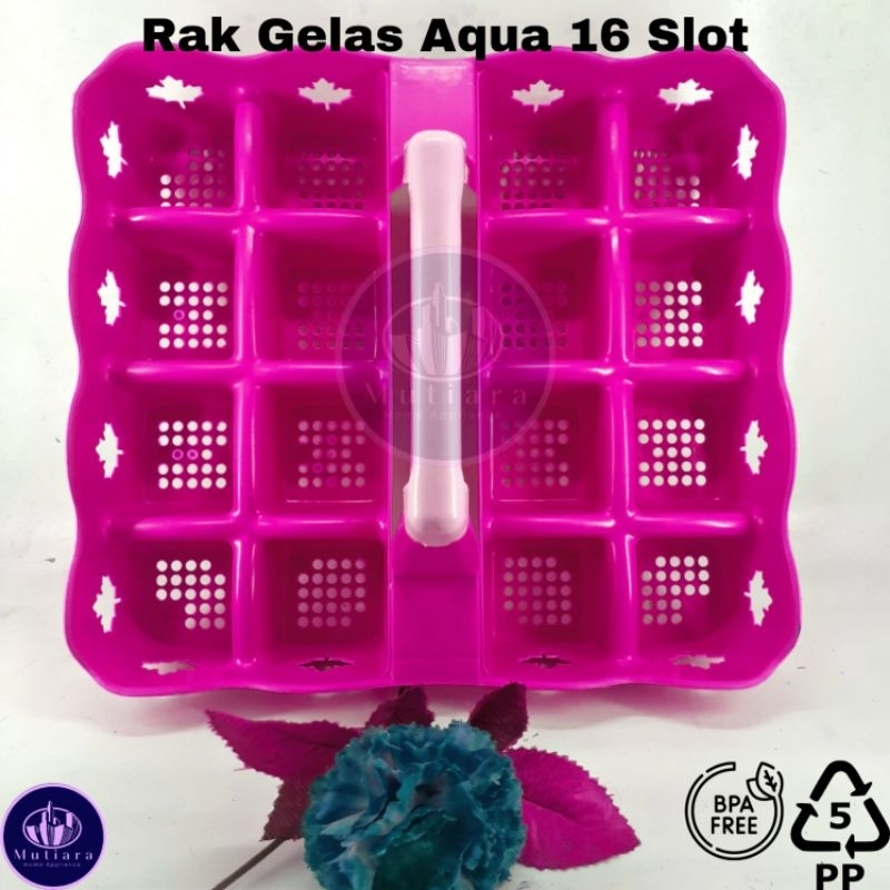 Rak Aqua Gelas 16 Lubang Slot | Rak Gelas Estetik Terbaru | Box tempat Minum | Wadah Botol Air | Tray Air | Rak Gelas Plastik | Meja Ruang Tamu Kantor