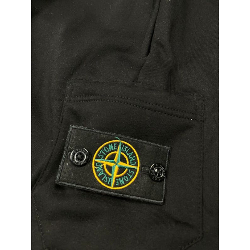 -FRMNSH- CELANA PENDEK STONE ISLAND BLACK FULL TAG LABEL EMBLEM CASUAL