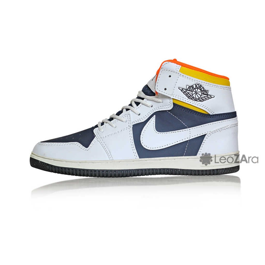 Sepatu Sneakers Pria Nike Air Jordan Retro 1 High New Varian Black Yellow And Blue