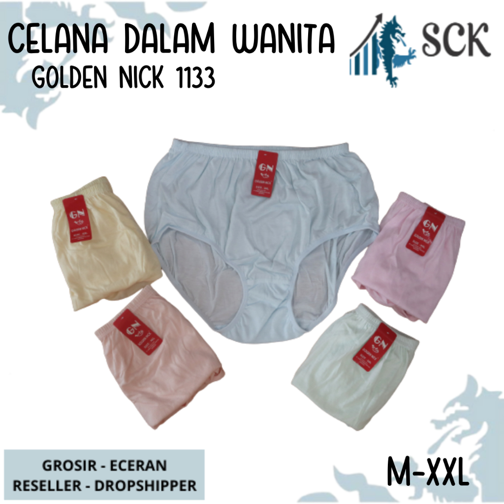 [ISI 1] CD Wanita GOLDEN NICK 1133 Pinggang Karet ukuran M-XXL Bahan Katun / Celana Dalam Wanita