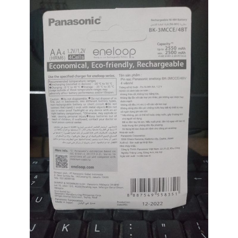 baterai isi ulang Rechargeable panasoniic eneloop pro AA isi 4 2550mah batere Battery