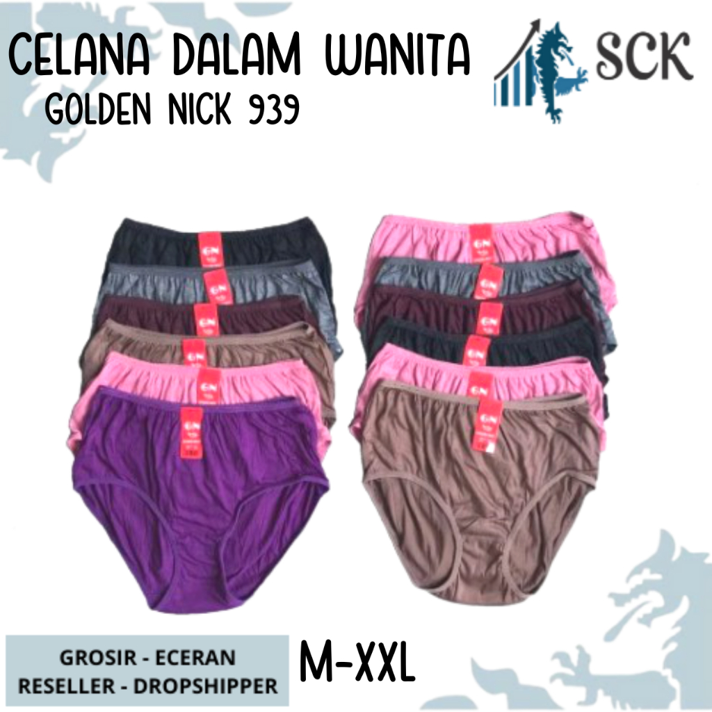 [ISI 1]  Celana Dalam Cewek GOLDEN NICK 939 / CD Warna Gelap Maxi / Pakaian Dalam Wanita - sckmenwear GROSIR