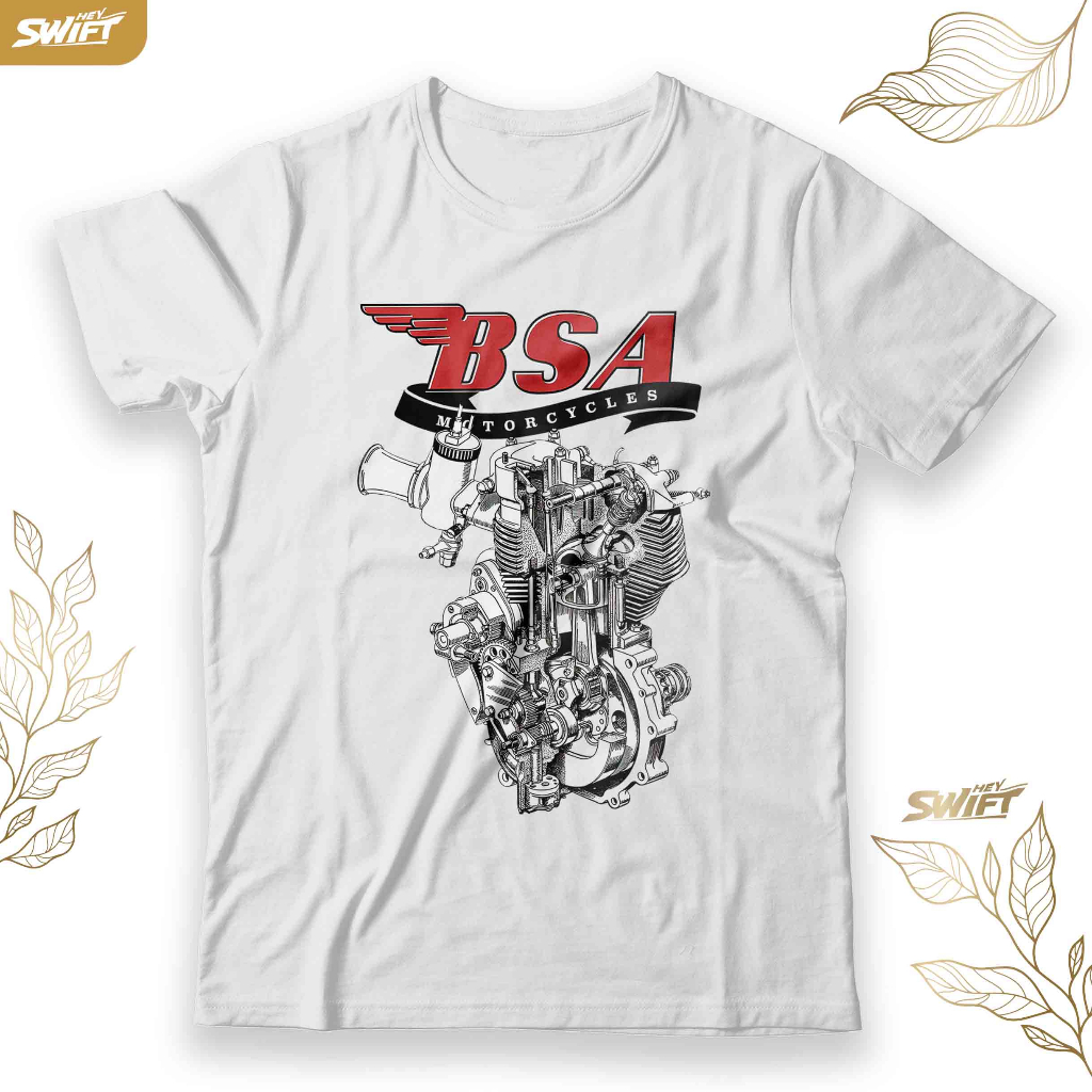 KAOS British Classic Motorcycle - BSA Goldstar Engine TSHIRT BAJU DISTRO