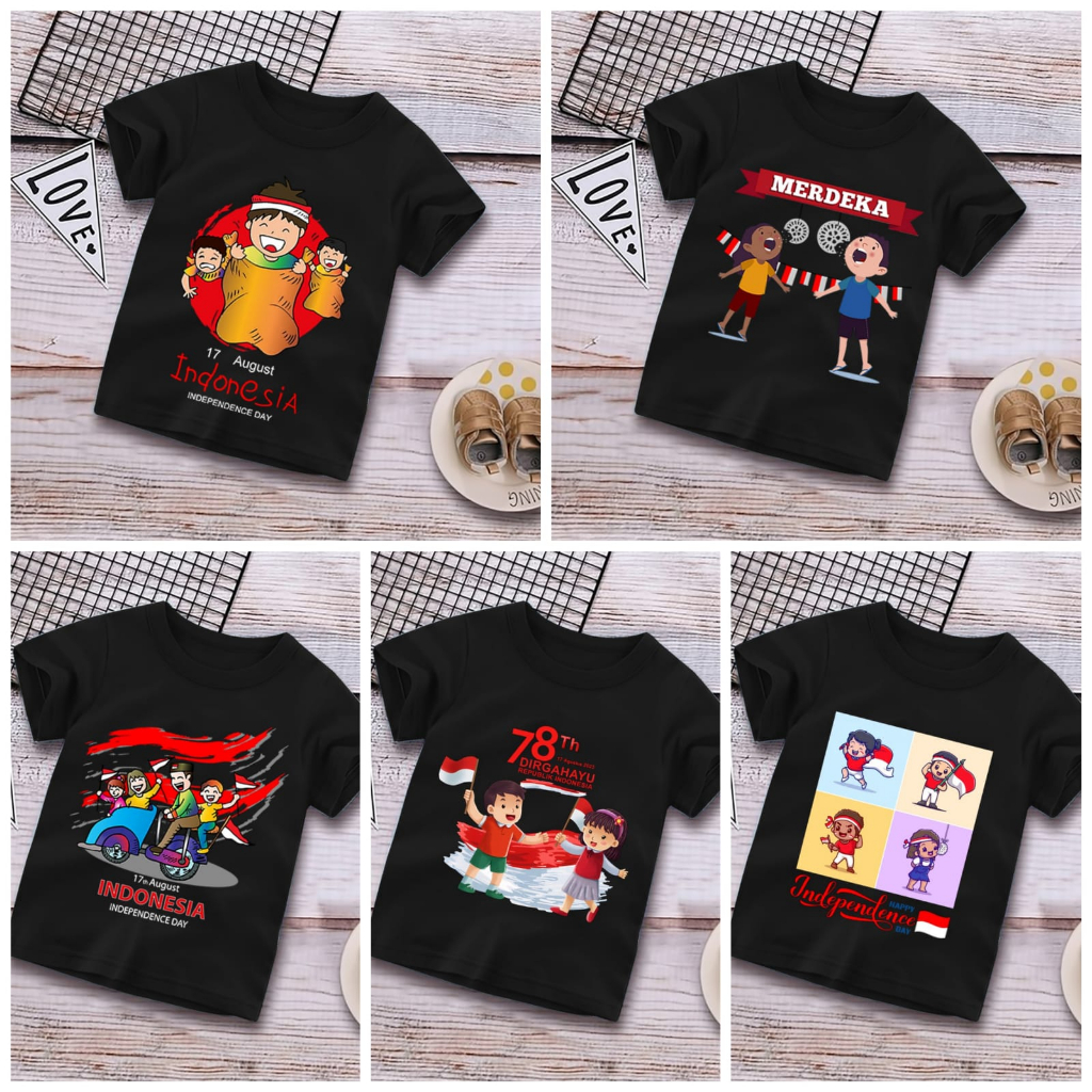 BAJU KAOS WARNA MERAH ANAK COWO CEWE MOTIF BALAP KARUNG KAOS ANAK WARNA MERAH GAMBAR 17 AGUSTUS INDO