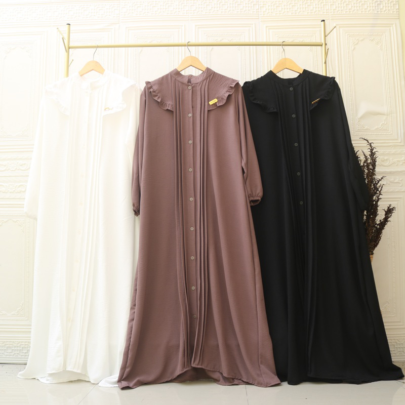 GAMIS JUMBO FULL KANCING BAHAN AIRFLOW CRINKLE &quot;SAYAP&quot;