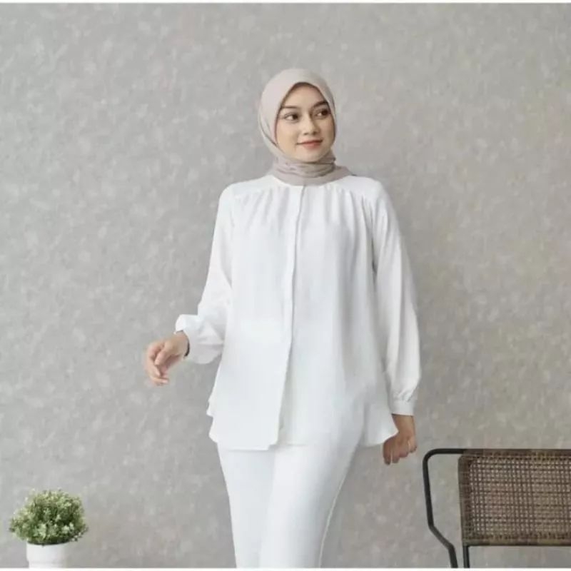 Tamstore Kemeja Wanita Blouse Crinkle Polos Alina