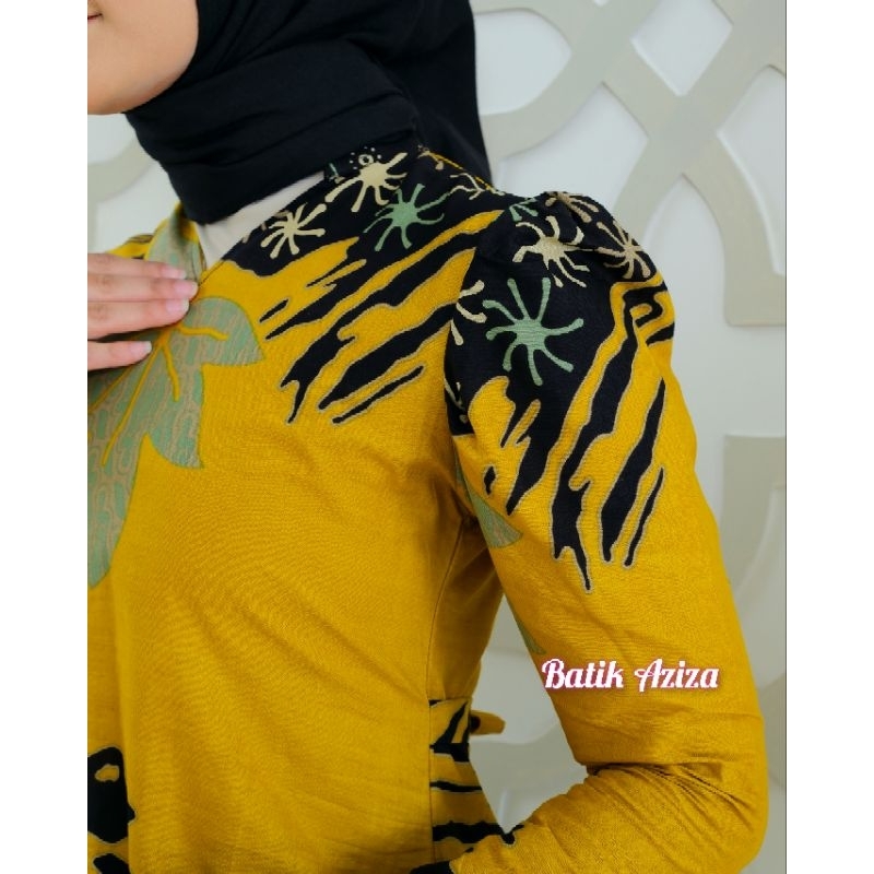 Tunik Batik Modern Wanita Lengan Panjang Model Puffy Tunik Mustika by Batik Aziza