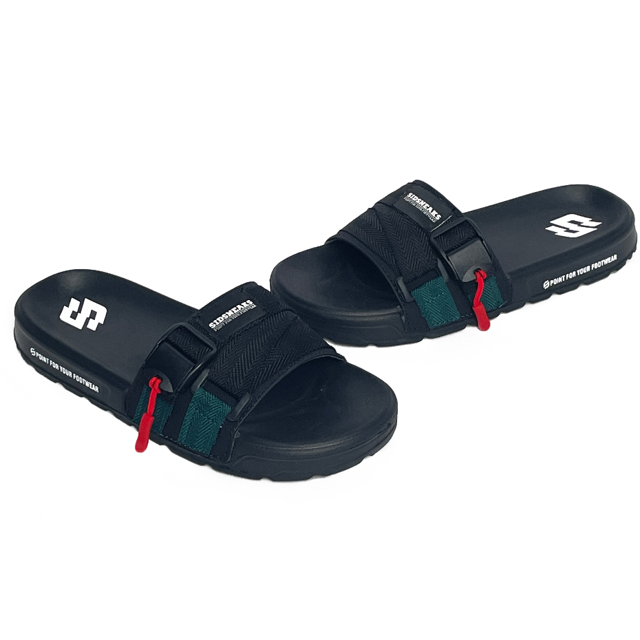 SIDSNEAKS - Sandal Slide Pria Sidslide Black Green