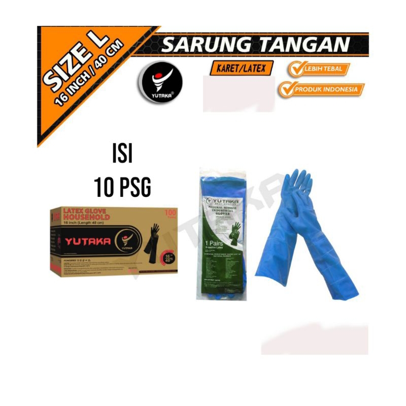 Sarung Tangan Karet 16 Inch isi 10 psg/cuci piring Sarung Tangan Karet 16 Inch isi 10 psg/ murah Sarung Tangan Karet 16 Inch isi 10 psg