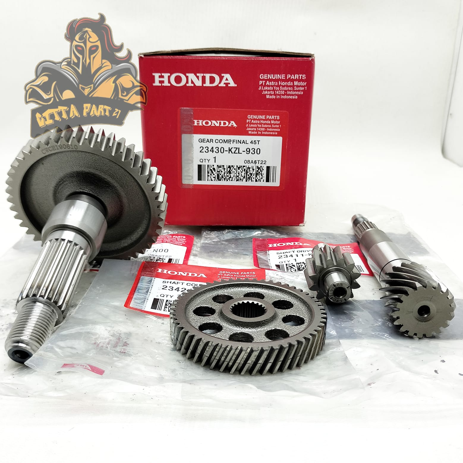 GIGI GEAR RASIO SET KOMPLIT 4 MACAM ASLI ORIGINAL HONDA KUALITAS ASLI ORIGINAL HONDA AHM PRESISI DAN DIJAMIN AWET BEAT FI STATER KASAR DAN HALUS BEAT ESP BEAT POP SCOOPY FI SCOOPY ESP SPACY FI VARIO 110 FI AS PULLY PULY