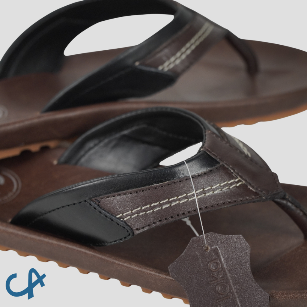 Sandal Pria Jepit Kulit Sapi Kasual Distro Ringan Sendal Cowok Leather Flipflops Original Ciotti Cloka