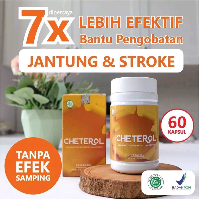 

Cheterol Kapsul Obat Herbal Jantung Penurun Kolesterol Pencegah Stroke