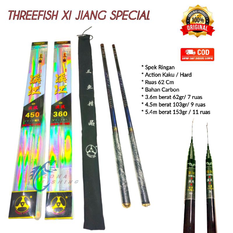 Joran Tegek Threefish XiJiang Special Action Hard Ringan Kaku Carbon Premium