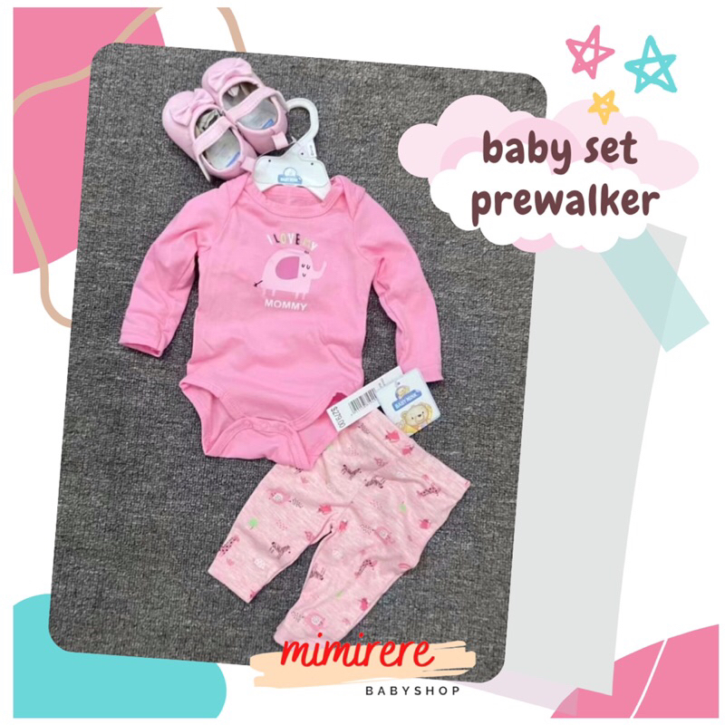 Baby Set Prewalker | Stelan Bayi Panjang + Sepatu | Piyama Baby