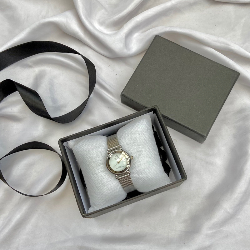 JAM CK WANITA TALI PASIR SILVER