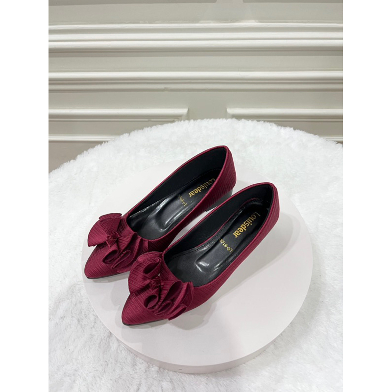 sepatu flat shoes wanita terbaru kekinian pesta LOUISDEAR sepatu flat heel 2 cm bahan satin B46