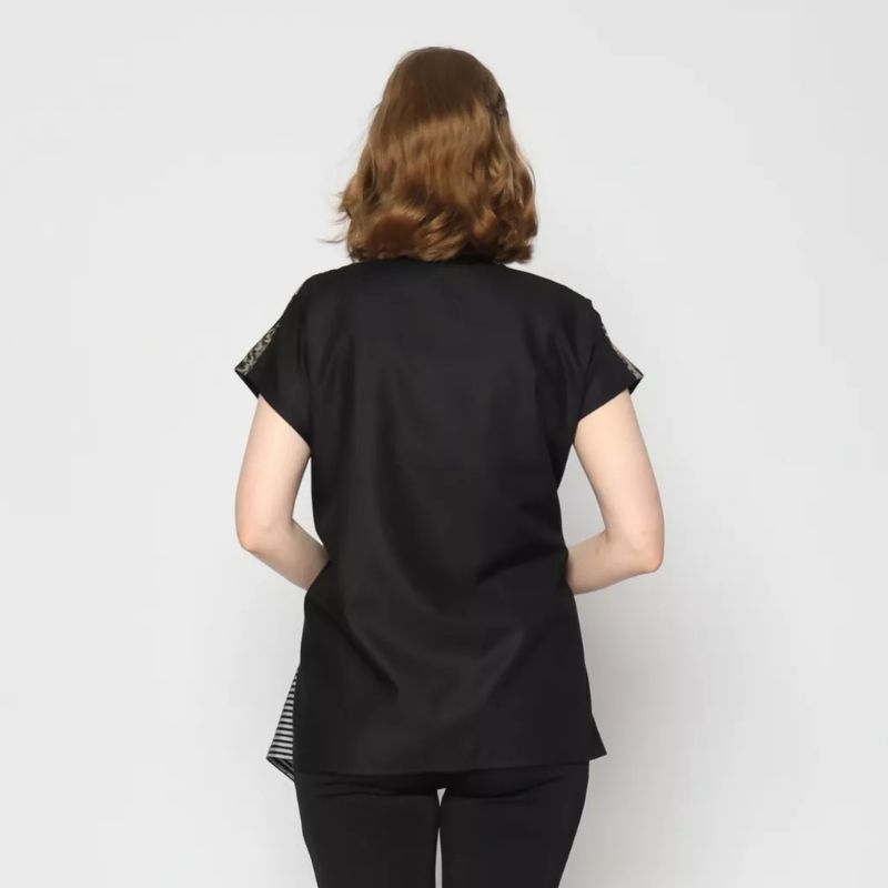 Atasan wanita tenun troso, atasan tenun ikat kombinasi lurik