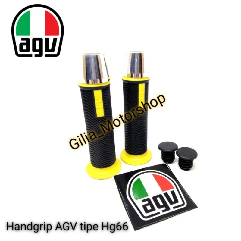 Handgrip Grip Bulu Agv tipe HG66 Model RCB plus Jalu Chrome Motorcycle Universal