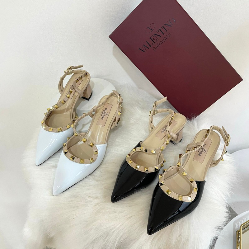 Rockstud chunky heels 5cm by Valentino import high quality fashion shoes sepatu wanita hak tinggi ta