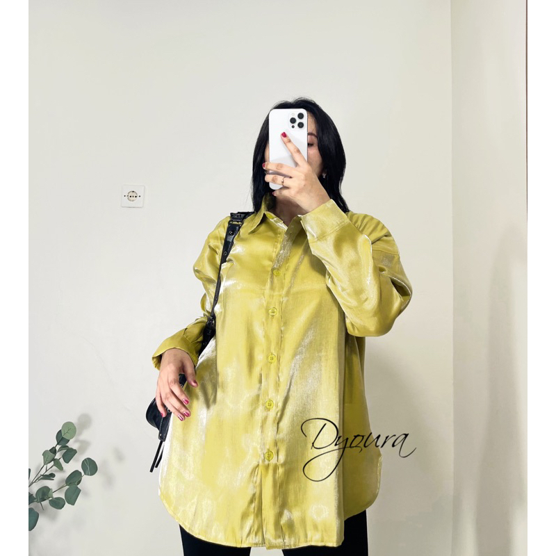 Shimmer shirt/ kemeja wanita/ kemeja satin lengan panjang