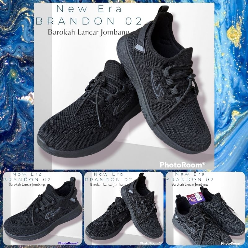 Sepatu sekolah hitam NEW ERA BRANDON TUSCANY SIZE 31/43