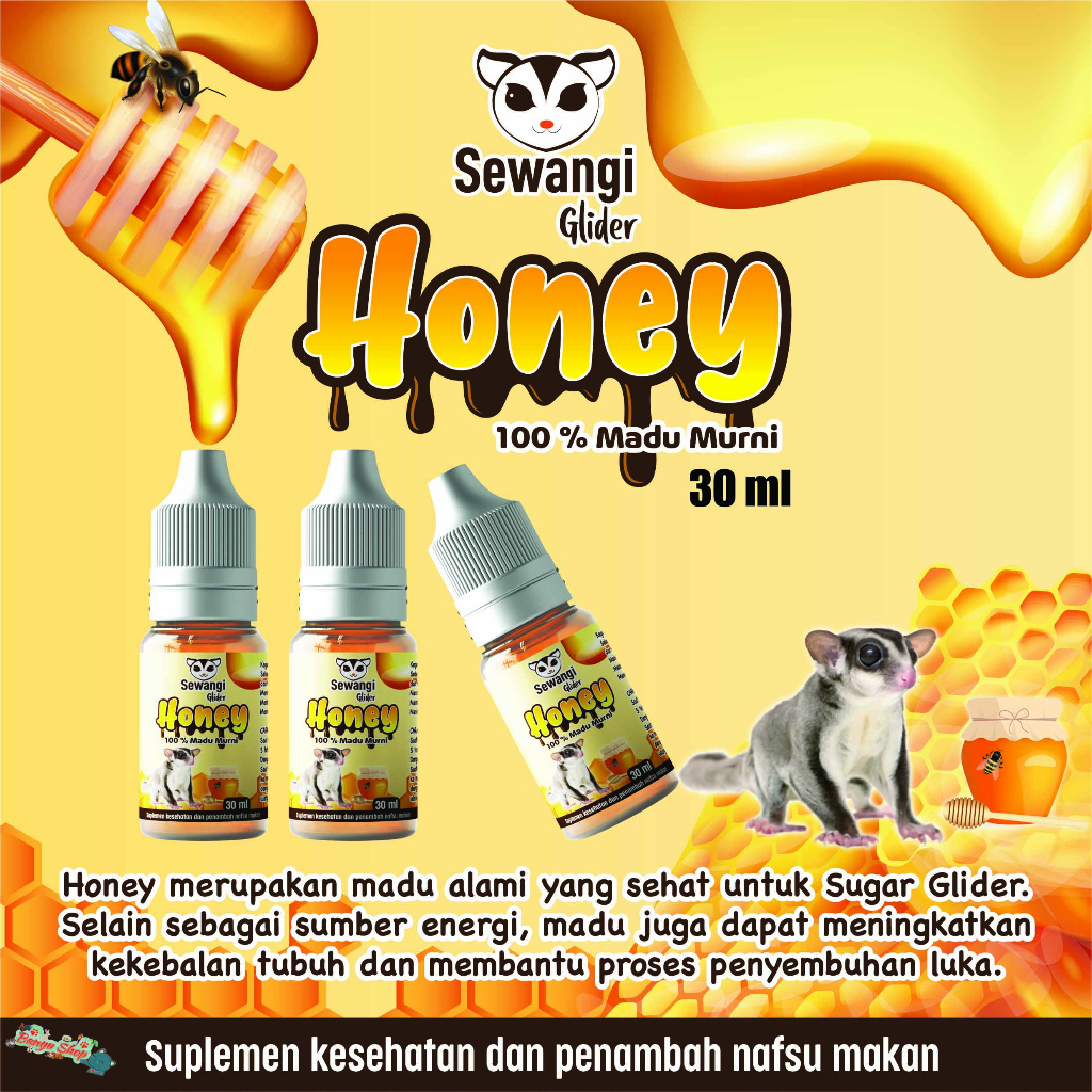 100% ALSI-Madu Alami Honey Suplemen Penambah Nafsu Makan Sugar Glider Vitamin Probiotik Madu Murni