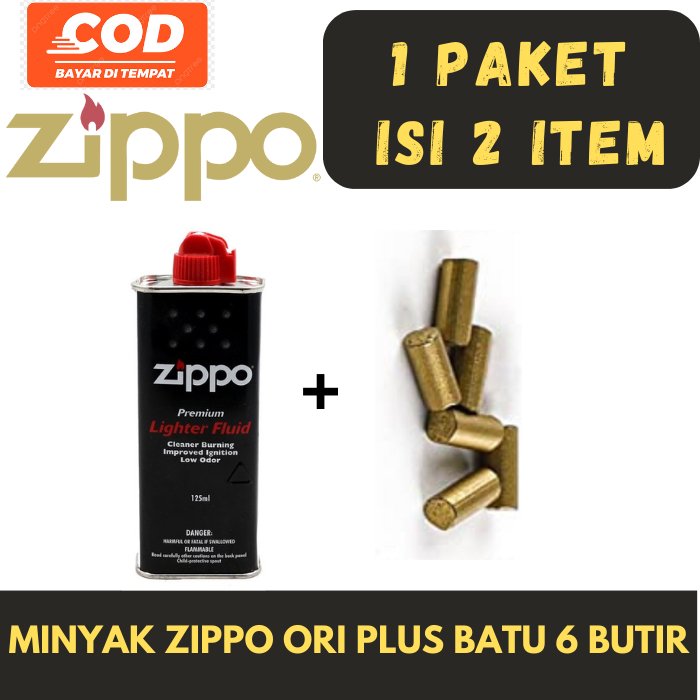 Paket Hemat Minyak Zippo Plus Batu Zippo Original