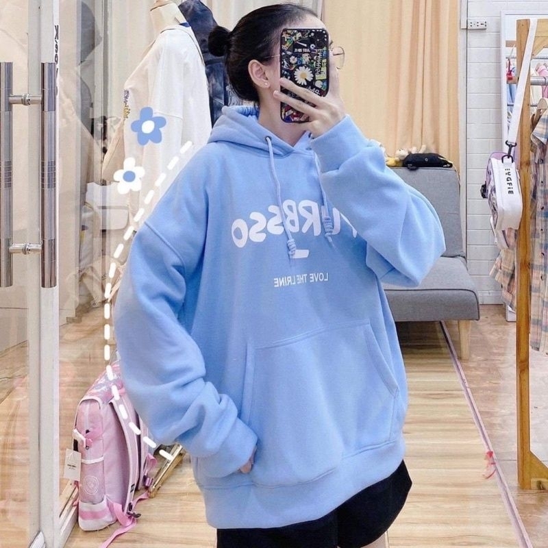 (S - 6XL) Hoodie PURBSSO Korean Urban Style OVERSIZE Jaket Fleece Harajuku Bigsize Pria Wanita Cute Jumbo Biru Muda Peach Beige Putih Blue Pastel Dusty Pink