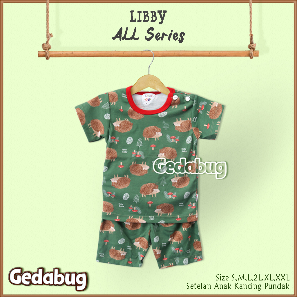 Setelan Anak Pendek Libby All Series | Setelan Kaos bermain anak Kancing Pundak | Gedabug