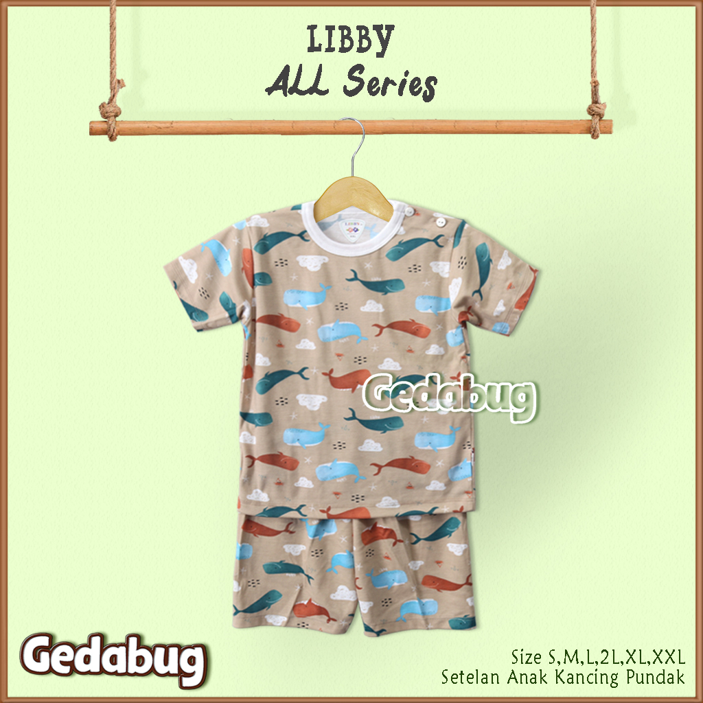 Setelan Anak Pendek Libby All Series | Setelan Kaos bermain anak Kancing Pundak | Gedabug