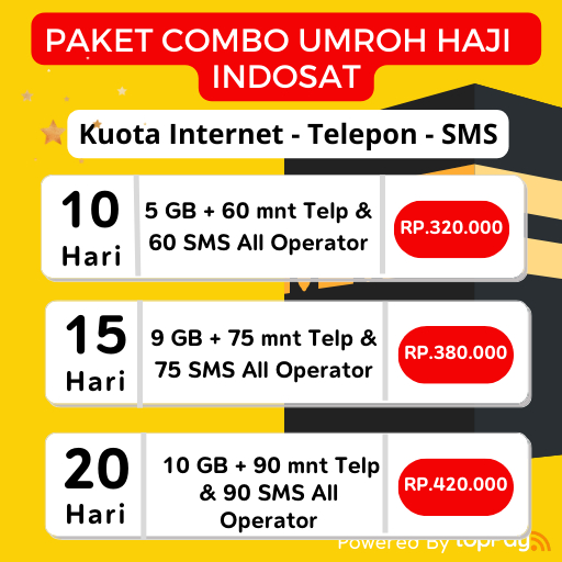 PAKET COMBO UMROH HAJI INDOSAT BISA INTERNET - TELEPON DAN SMS 3 IN 1
