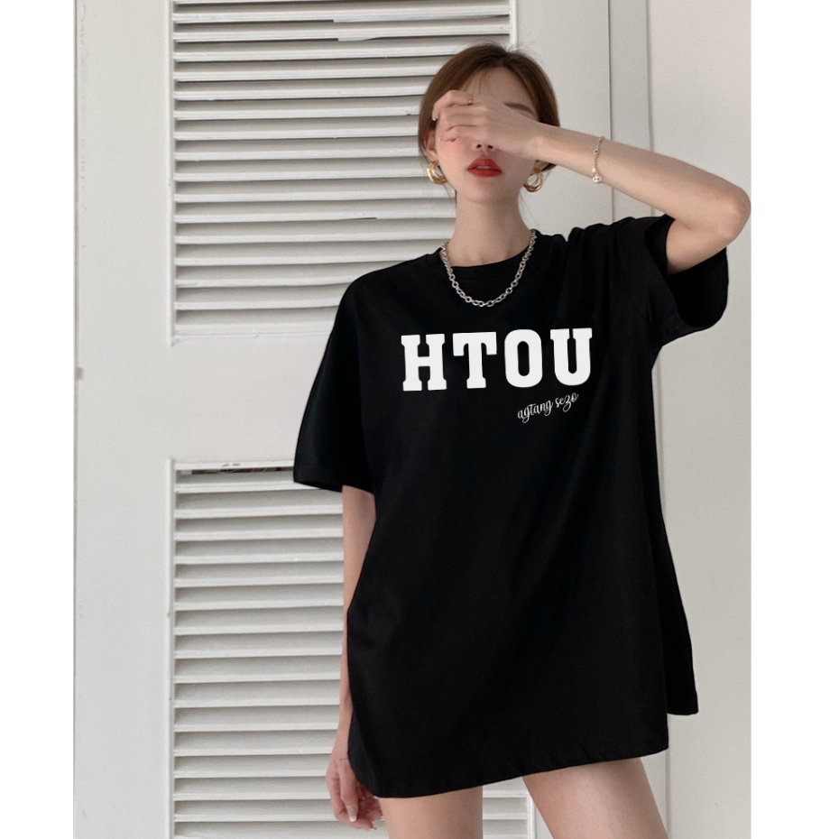 baju kaos wanita/korean style lengan pendek letter graphic graffiti print T-shirt import kaos basic