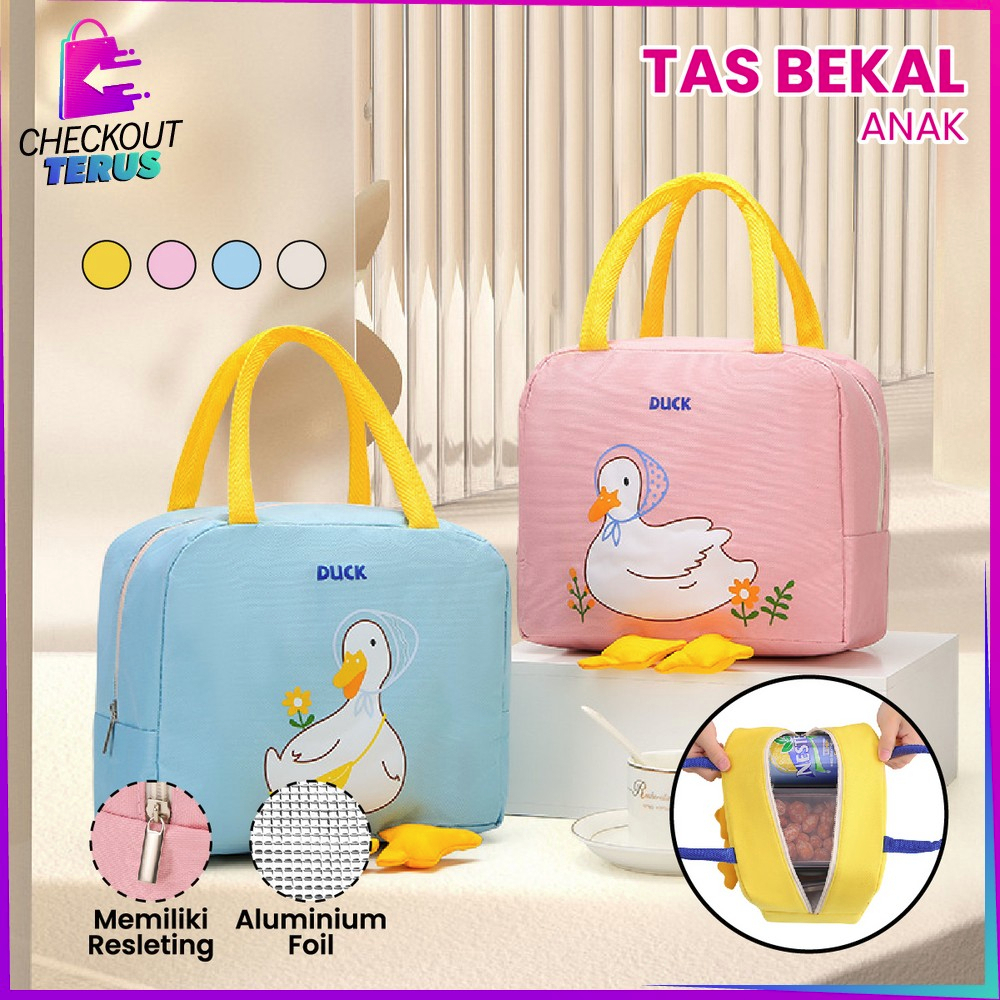 CT T45 Tas Bekal Makanan Karakter Bebek Serbaguna Travel Lunch Bag Dewasa dan Anak Sekolah Cooler Bag Tempat Bekal