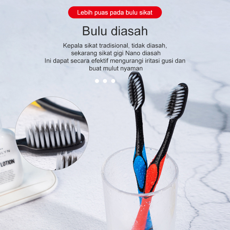 Bambu arang nano rambut halus sikat gigi bulu lembut 4 warna hadiah acak