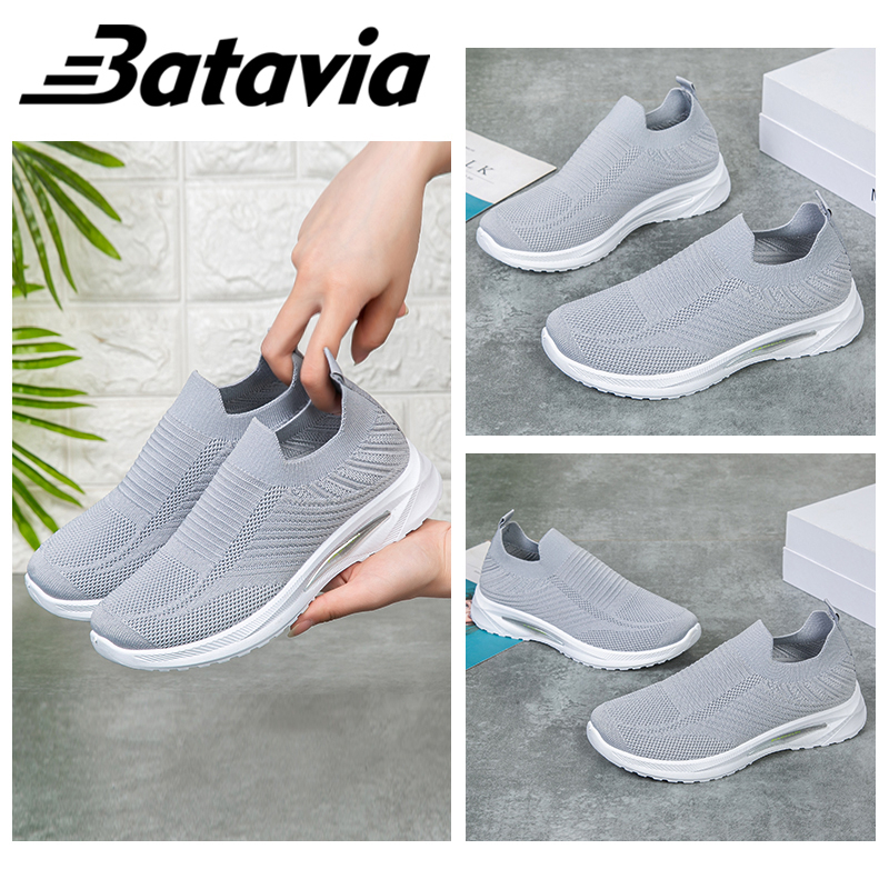 Batavia impor Sepatu wanita fashion Sepatu rajut wanita olahraga premium perempuan terbaru rajut adem antislip Sepatu rajut wanita sepatu lari anak perempuan Shoes Fashion Sport Original Pink Hitam Abu Grey kanvas sekolah korea Onlinemall N13