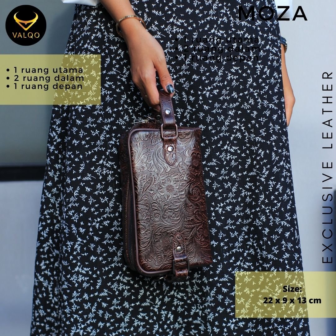 [VALQO] MOZA Batik Handbag Kulit Sapi Pouch Kulit Clutch Kulit Tas Tangan Kulit Pria Wanita