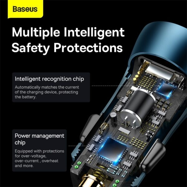 Baseus Max Car Charger Golden Contactor Max USB TYPE C 60W Dual Output