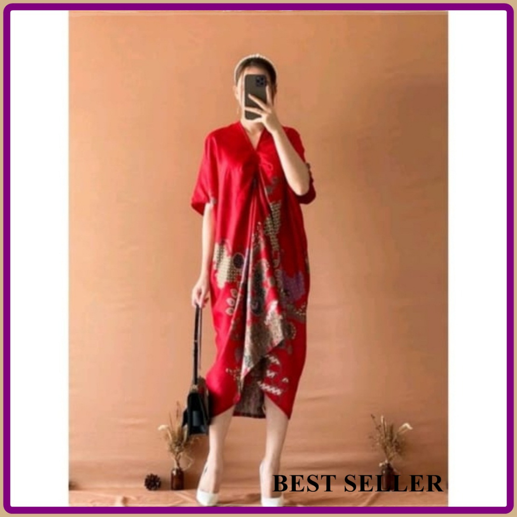 Promo Dress Pesta Mewah EleganBisa Cod Kaftan Batik Dress Batik Solo Baju kondangan wanita Gamis dew