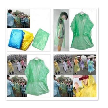 Jas Hujan Poncho Plastik Sekali Pakai Rain Coat Plastic Disposable Emergency baju Lengan Darurat [MF]