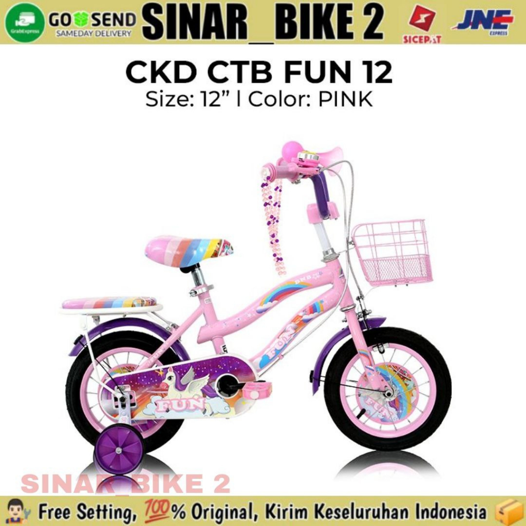 Sepeda Mini Anak Peremuan Ukuran 12 16 18 Inch City Bike CKD BNB FUN