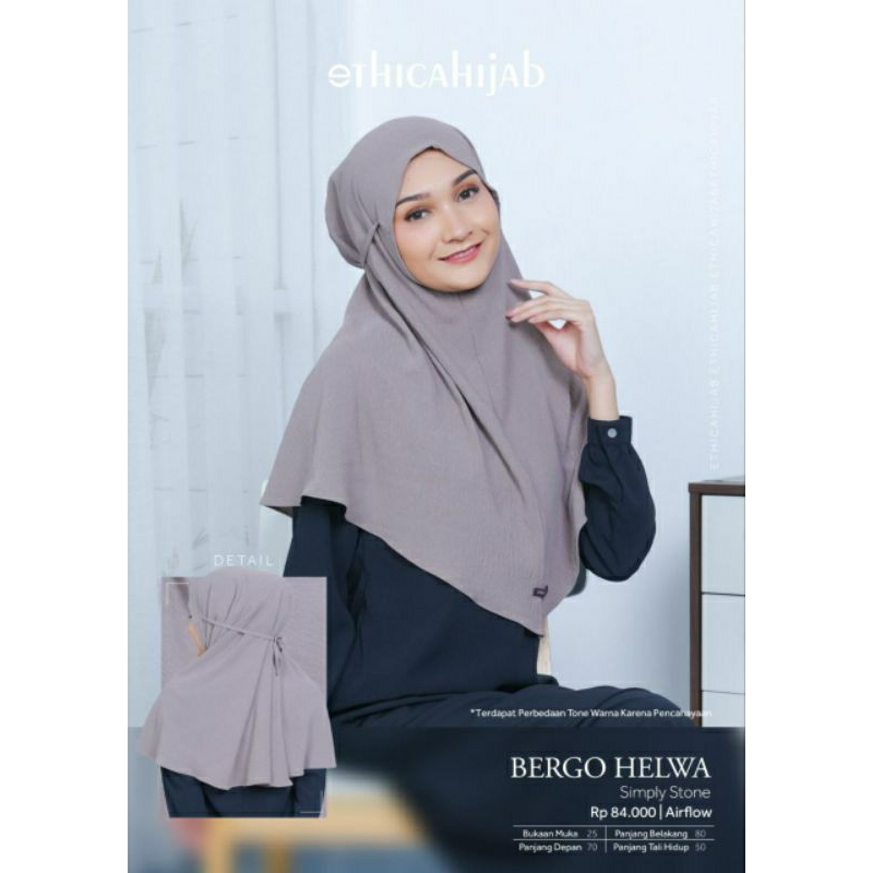Ethica Hijab Kerudung Bergo Helwa (Black, Dark Navy, Macaroon, Plum, Simply Stone)
