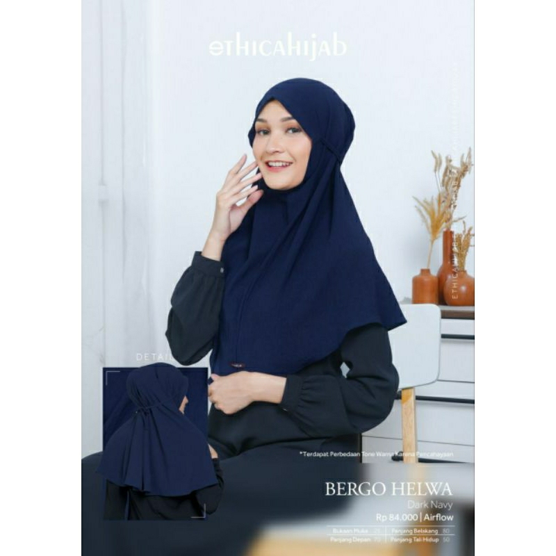 Ethica Hijab Kerudung Bergo Helwa (Black, Dark Navy, Macaroon, Plum, Simply Stone)