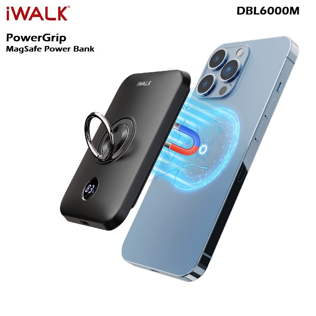 IWALK DBL6000M - Magnetic Wireless Powerbank 6000mAh with Ring Holder